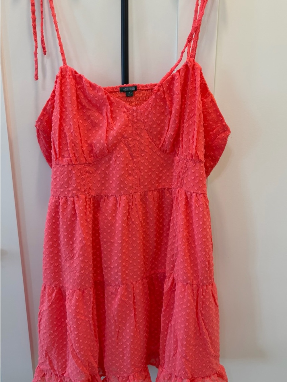 wild fable 4X Coral-Pink Swiss Dot Tiered Mini Dress #288